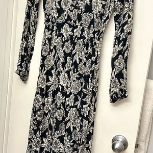 Billabong Allegra Monochrome Floral Long Sleeve Dress